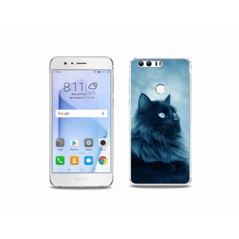 Gél tok mmCase a Honor 8-hoz - fekete macska 1