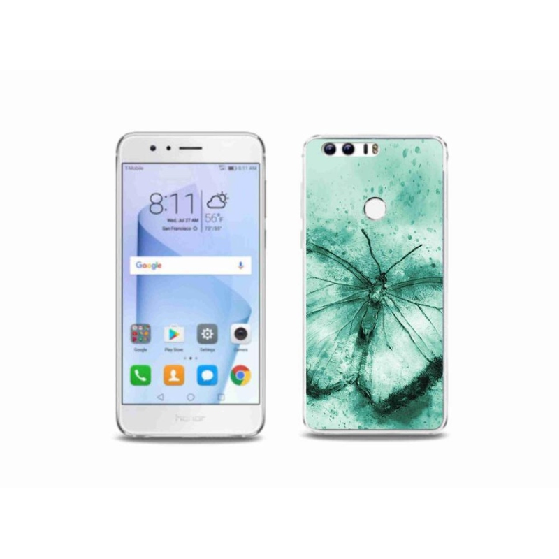 Gél tok mmCase a Honor 8-hoz - zöld pillangó