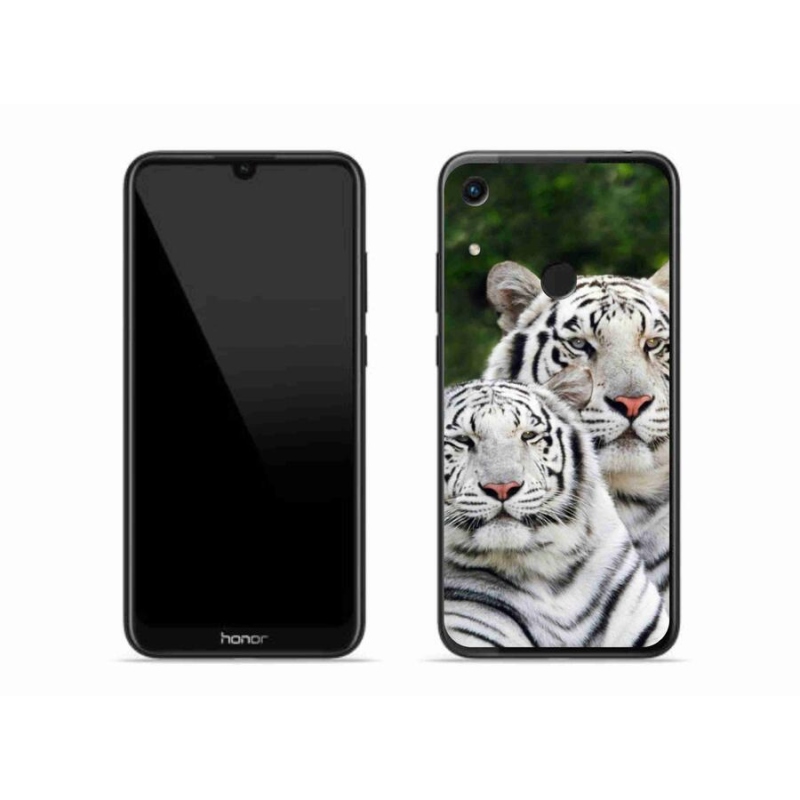 Gél tok mmCase a Honor 8A számára - fehér tigrisek