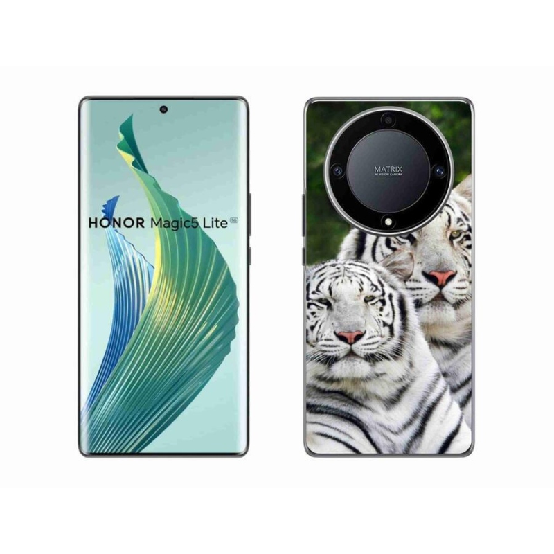 Gél tok mmCase a Honor Magic 5 Lite 5G számára - fehér tigrisek