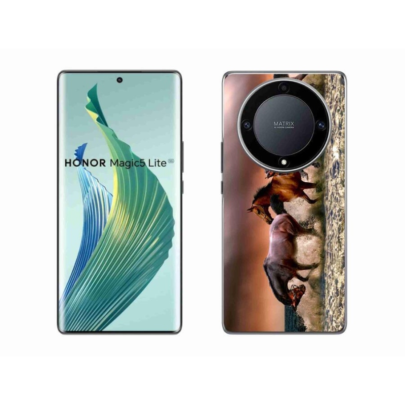 Gél tok mmCase a Honor Magic 5 Lite 5G számára - lovak 1