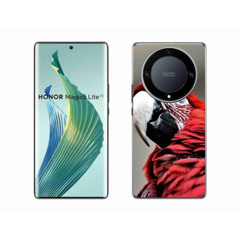 Gél tok mmCase a Honor Magic 5 Lite 5G készülékhez - papagáj ara piros