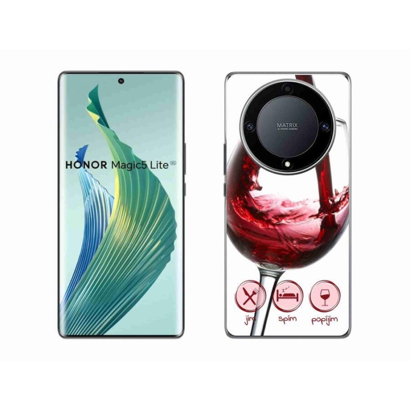 Gél tok mmCase a Honor Magic 5 Lite 5G számára - borospohár piros