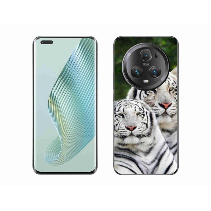 Gél tok mmCase a Honor Magic 5 Pro 5G számára - fehér tigrisek