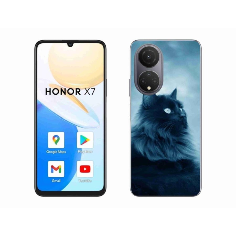 Gél tok mmCase a Honor X7 készülékhez - fekete macska 1