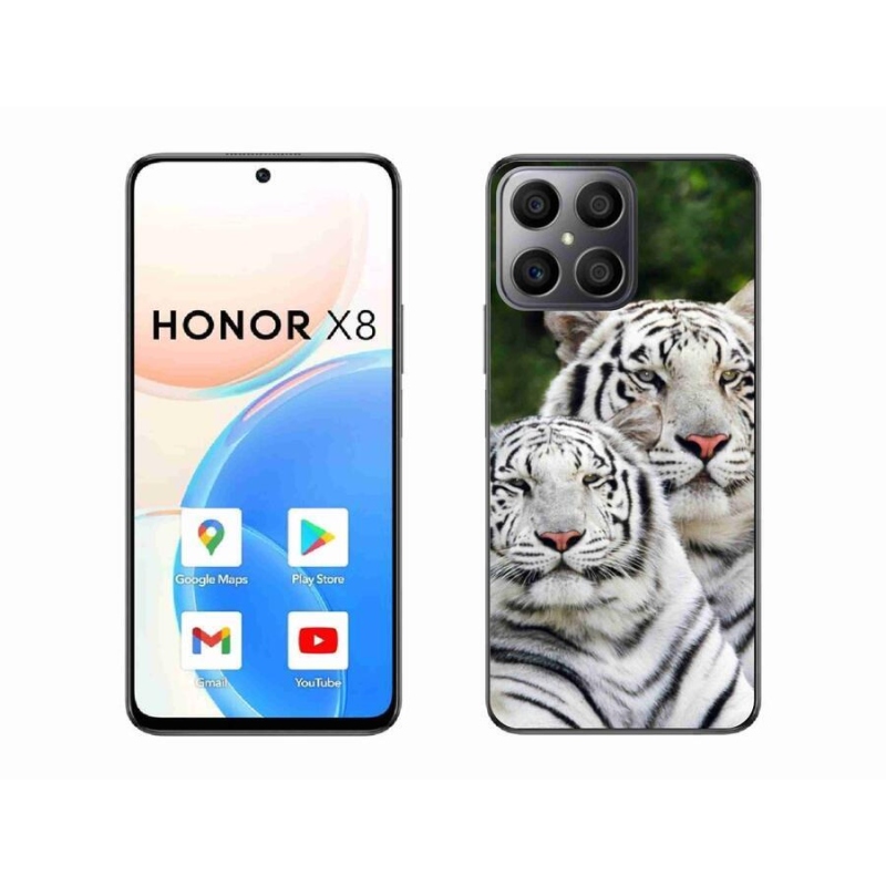 Gél tok mmCase a Honor X8 4G-hez - fehér tigrisek