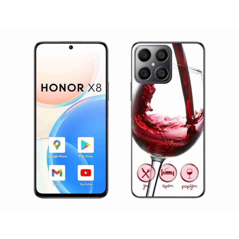 Gél tok mmCase a Honor X8 4G-hez - borospohár piros