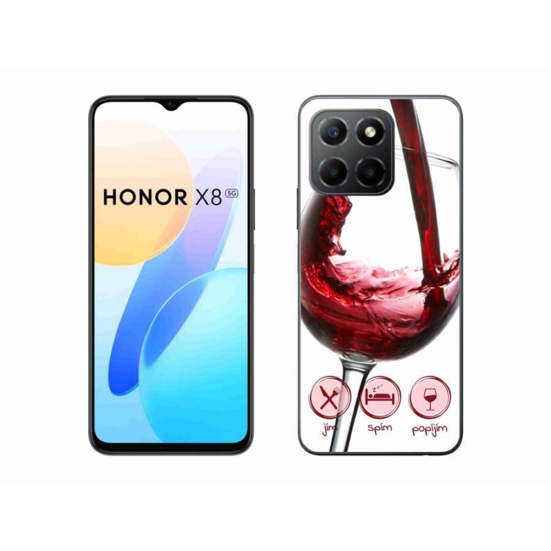Gél tok mmCase a Honor X8 5G/Honor 70 Lite 5G számára - borospohár piros