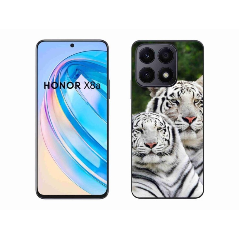 Gél tok mmCase a Honor X8a számára - fehér tigrisek