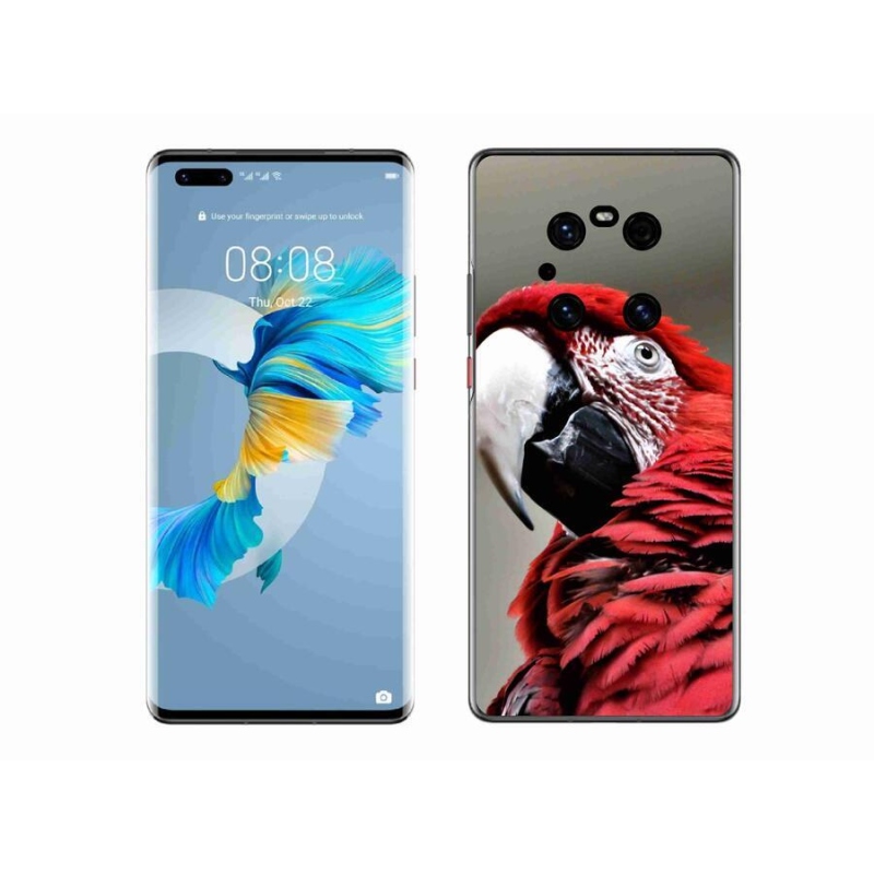 Gél tok mmCase mobiltelefonhoz Huawei Mate 40 Pro - papagáj ara piros