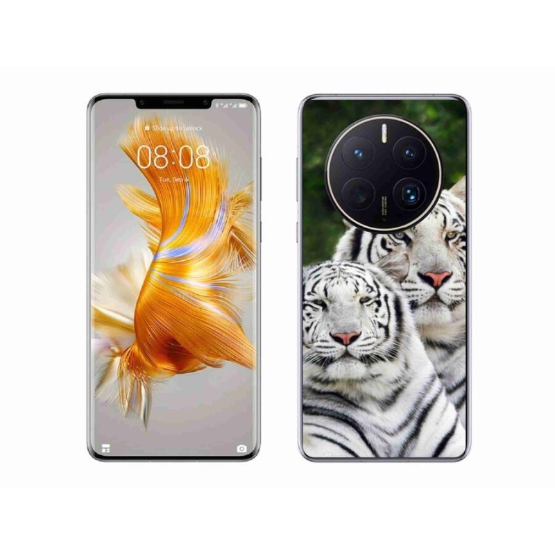 Gél tok mmCase a mobil Huawei Mate 50 Pro készülékhez - fehér tigrisek