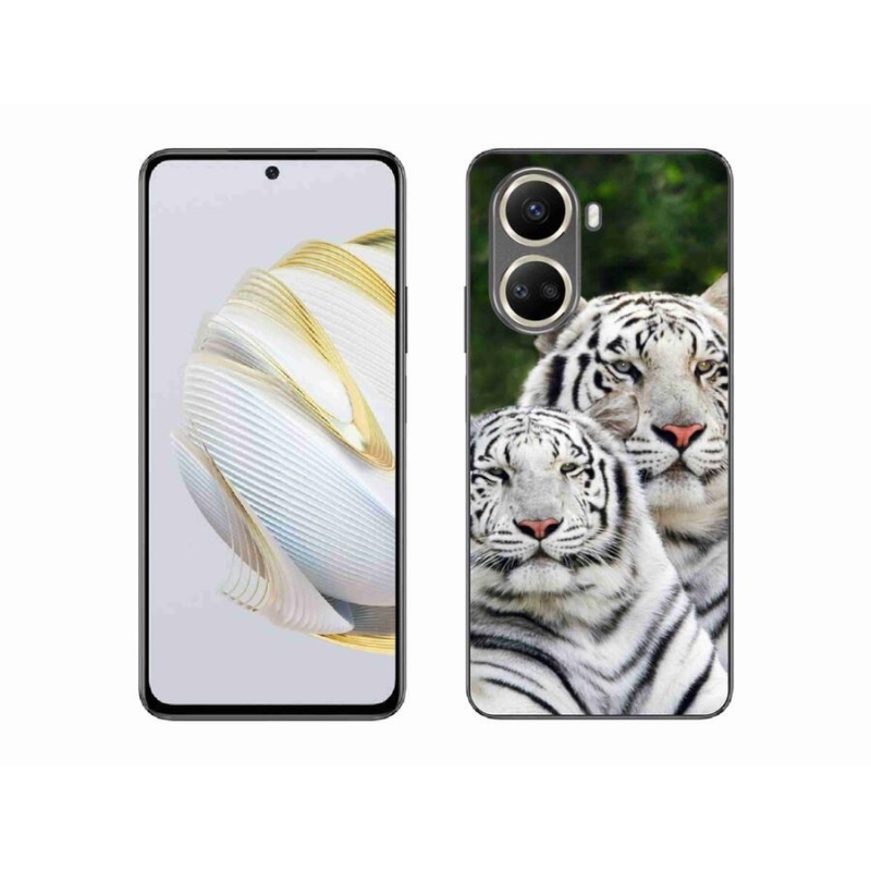 Gél tok mmCase a mobil Huawei Nova 10 SE - fehér tigrisek számára