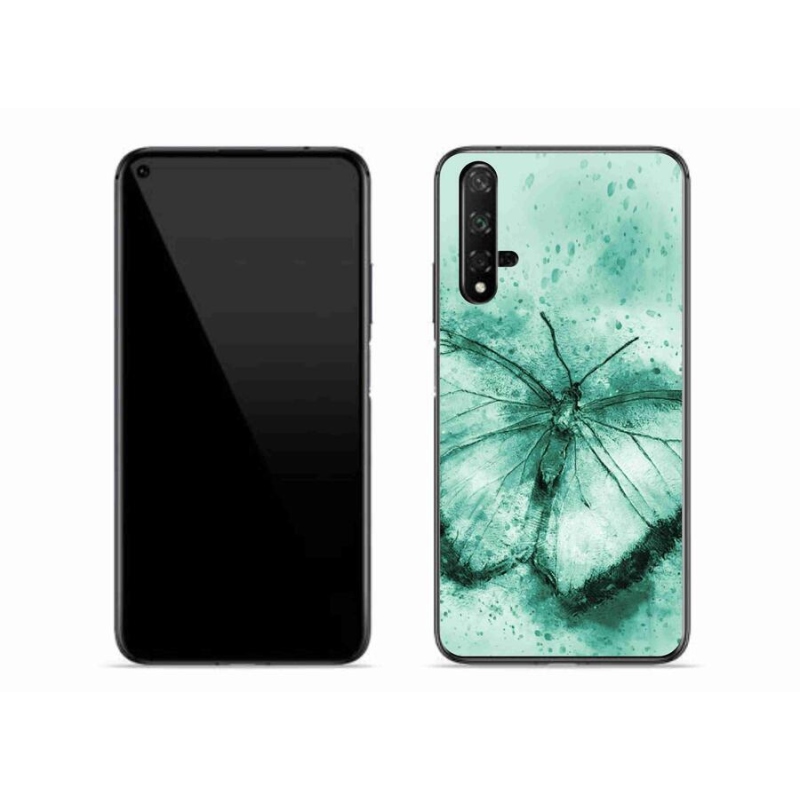 Gél tok mmCase a mobil Huawei Nova 5T - zöld pillangóhoz