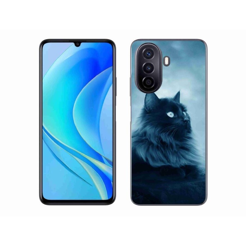 Gél tok mmCase a mobil Huawei Nova Y70 - fekete macska 1