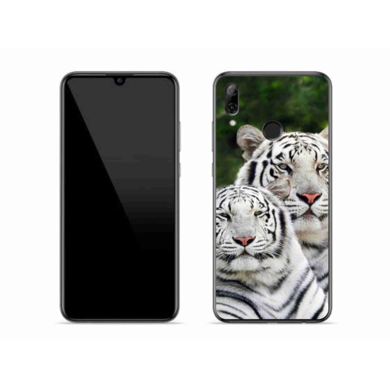 Gél tok mmCase mobil Huawei P Smart (2019) - fehér tigrisek