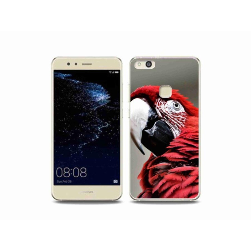 Gél tok mmCase mobiltelefonhoz Huawei P10 Lite - papagáj ara piros