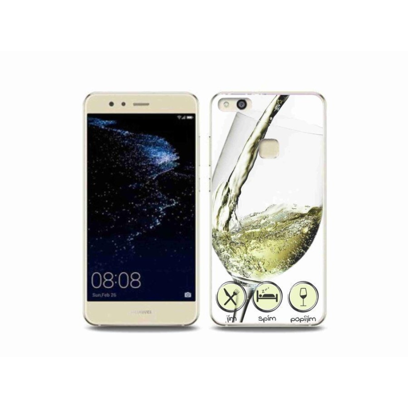 Gél tok mmCase mobiltelefonhoz Huawei P10 Lite - borospohár fehér