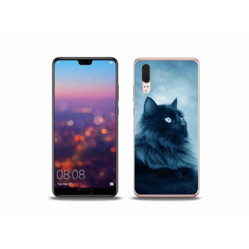 Gél tok mmCase a mobil Huawei P20 - fekete macska 1