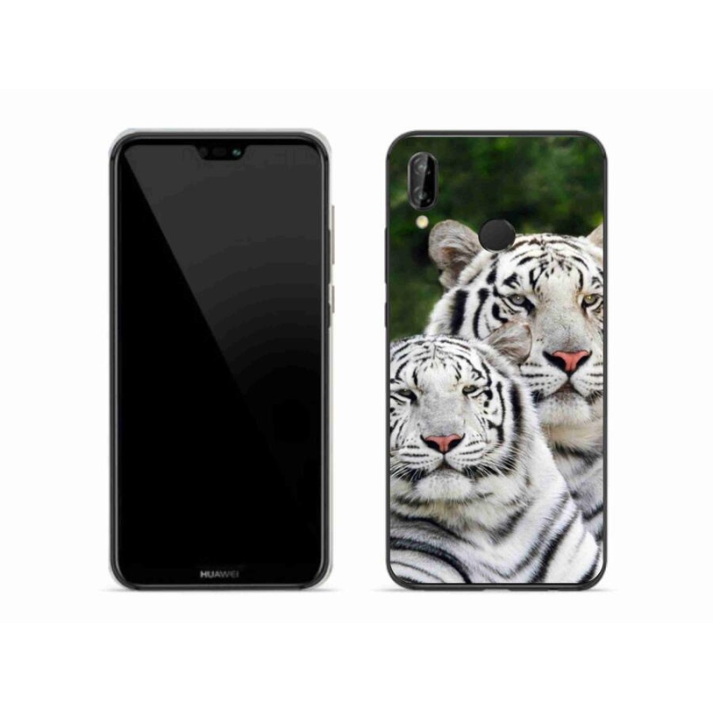 Gél tok mmCase a mobil Huawei P20 Lite készülékhez - fehér tigrisek