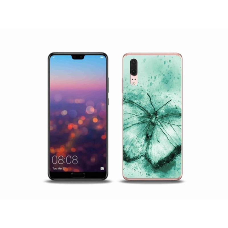 Gél tok mmCase a mobil Huawei P20 - zöld pillangóhoz