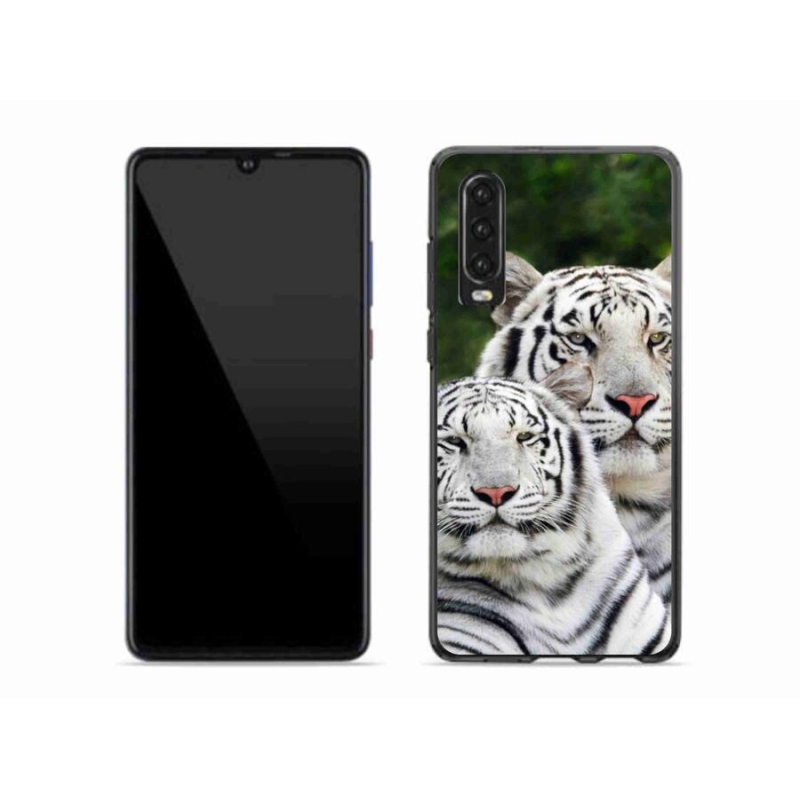 Gél tok mmCase a mobil Huawei P30 - fehér tigrisek számára