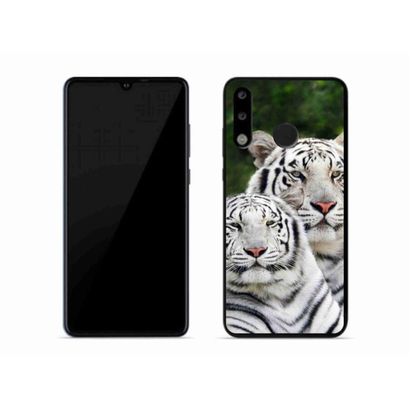 Gél tok mmCase a mobil Huawei P30 Lite - fehér tigrisek számára