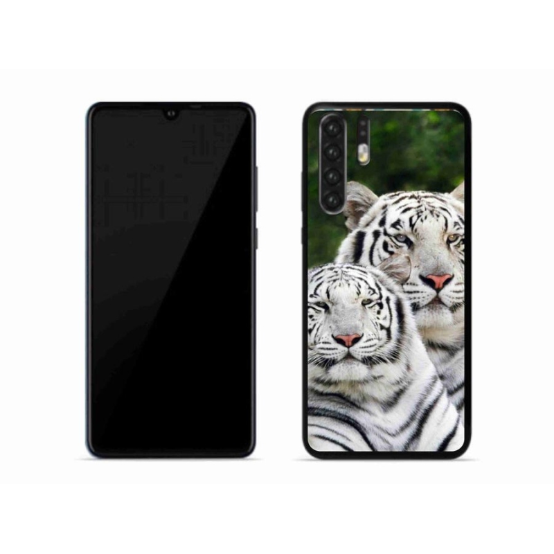Gél tok mmCase a mobil Huawei P30 Pro - fehér tigrisek számára