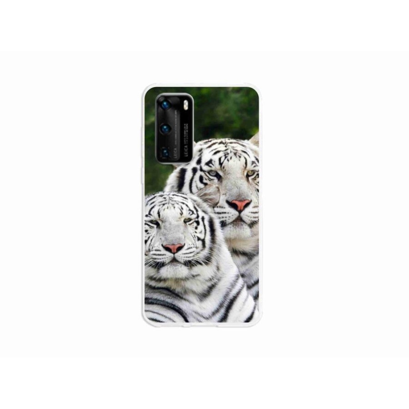 Gél tok mmCase a mobil Huawei P40 - fehér tigrisek számára