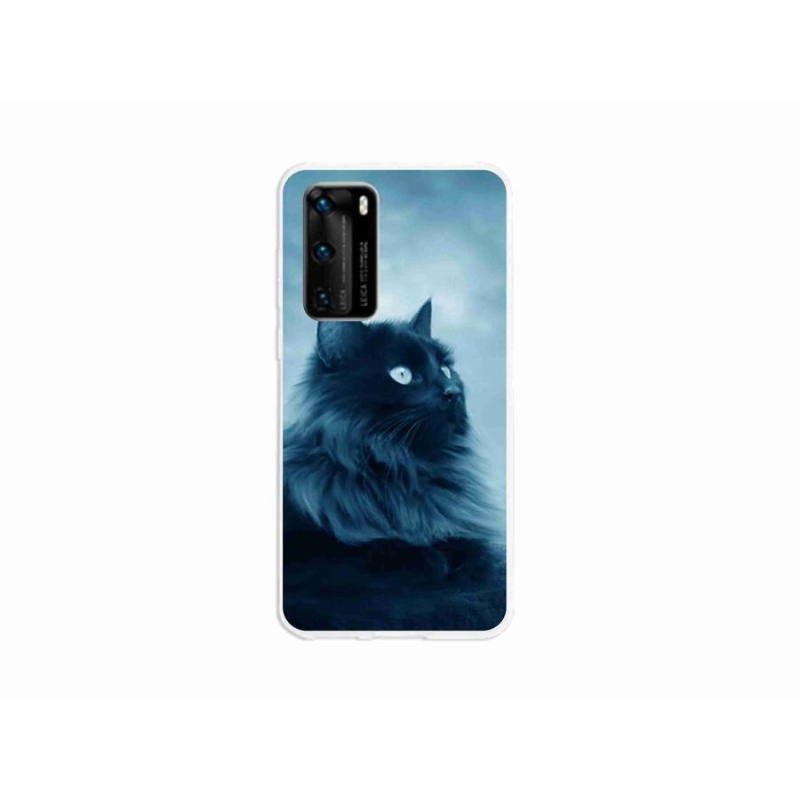 Gél tok mmCase a mobil Huawei P40 - fekete macska 1