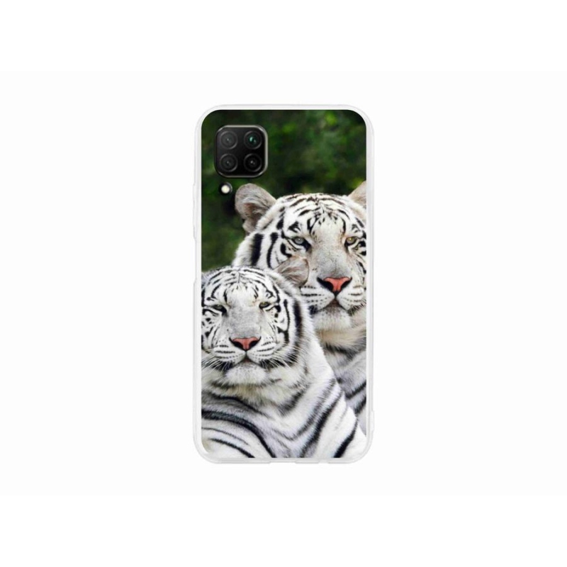 Gél tok mmCase a mobil Huawei P40 Lite - fehér tigrisek számára