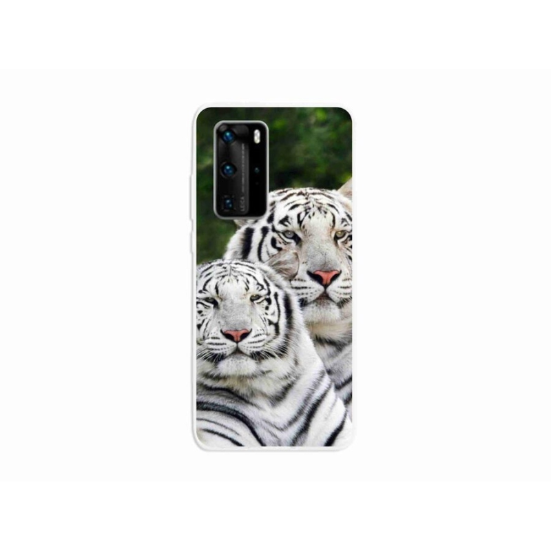 Gél tok mmCase a mobil Huawei P40 Pro - fehér tigrisek számára