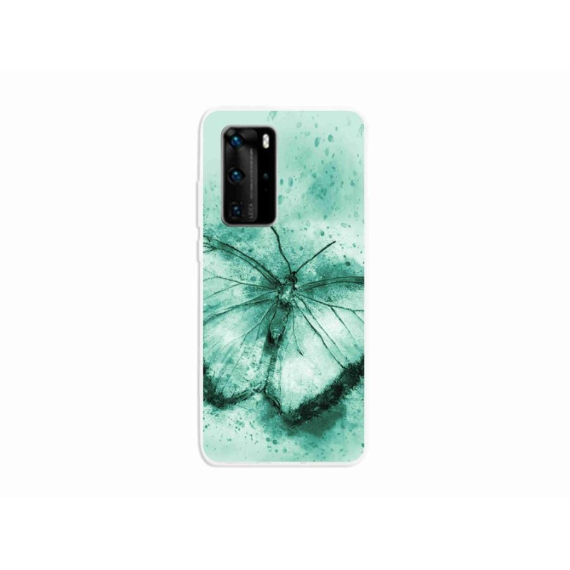 Gél tok mmCase mobiltelefonhoz Huawei P40 Pro - zöld pillangó