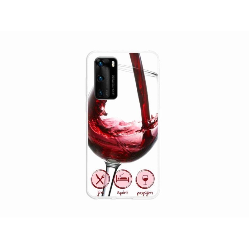 Gél tok mmCase mobiltelefonhoz Huawei P40 - borospohár piros