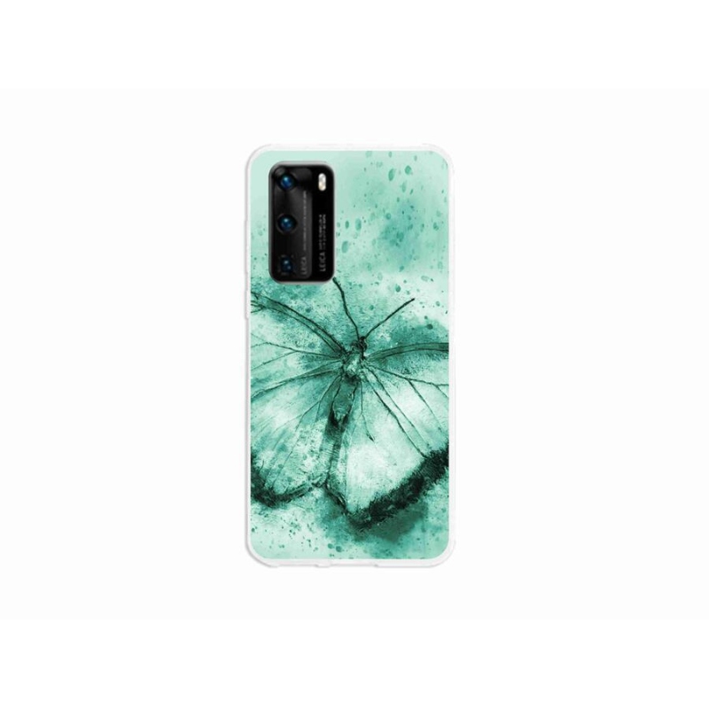 Gél tok mmCase a mobil Huawei P40 - zöld pillangóhoz