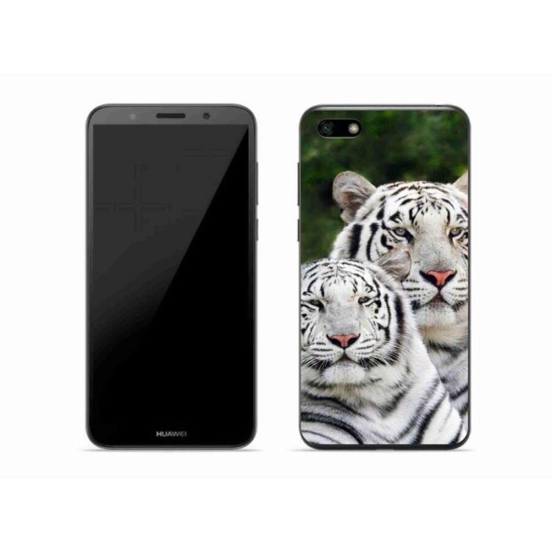 Gél tok mmCase mobil Huawei Y5 (2018) - fehér tigrisek