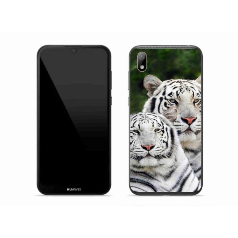 Gél tok mmCase mobil Huawei Y5 (2019) - fehér tigrisek