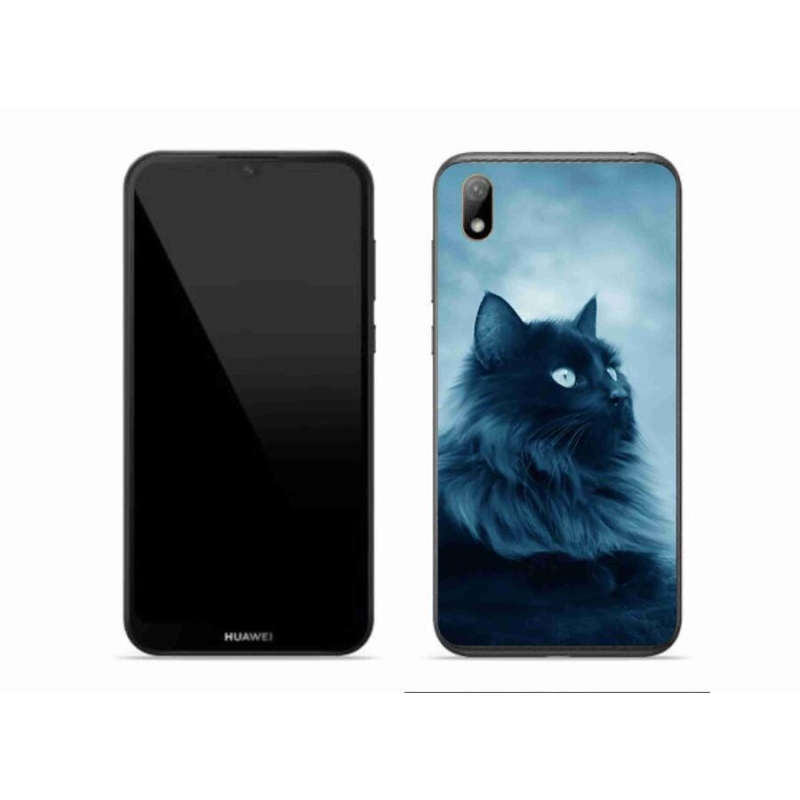 Gél tok mmCase mobiltelefonhoz Huawei Y5 (2019) - fekete macska 1