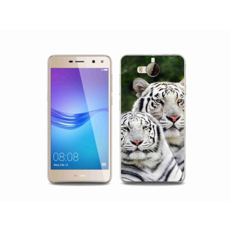 Gél tok mmCase mobil Huawei Y6 (2017) - fehér tigrisek