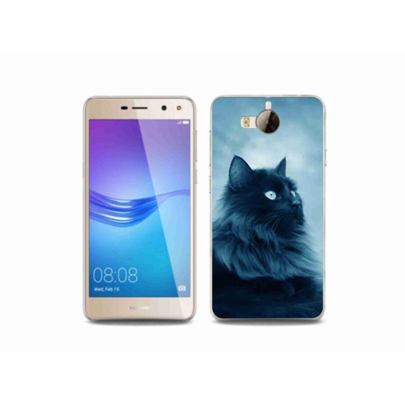 Gél tok mmCase a mobil Huawei Y6 (2017) - fekete macska 1