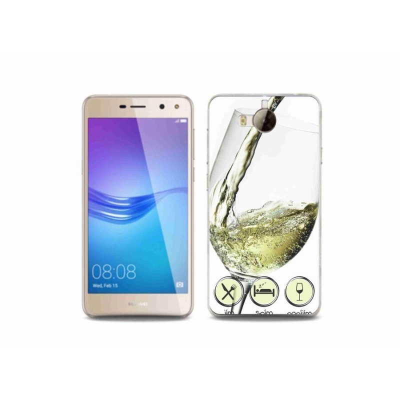 Gél tok mmCase mobiltelefonhoz Huawei Y6 (2017) - borospohár fehér