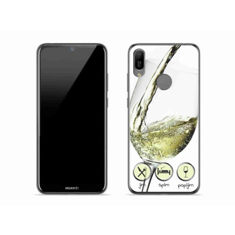 Gél tok mmCase mobiltelefonhoz Huawei Y6 (2019) - borospohár fehér