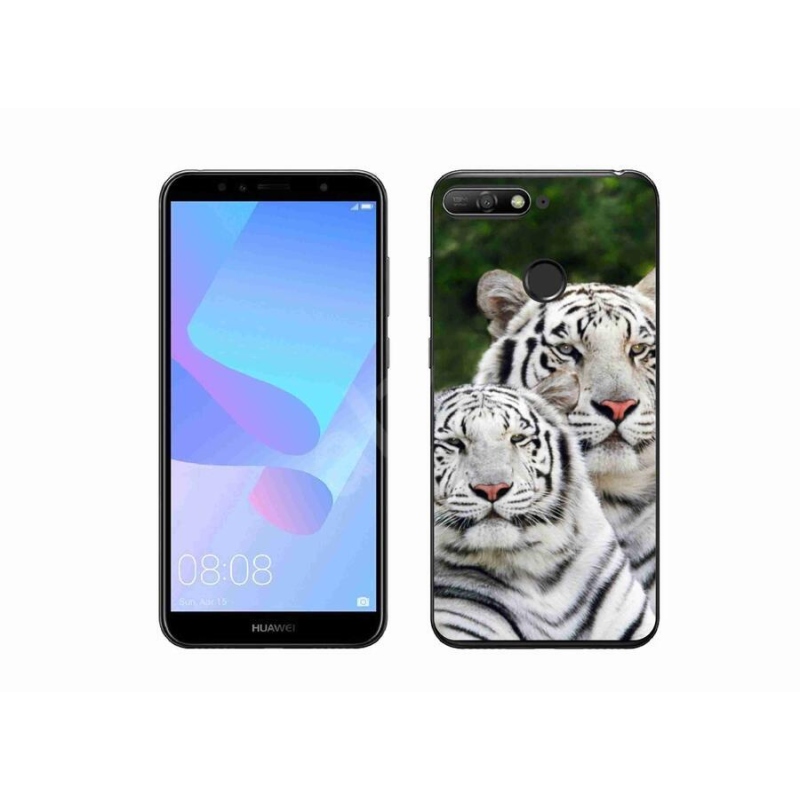 Gél tok mmCase mobiltelefonhoz Huawei Y6 Prime (2018) - fehér tigrisek