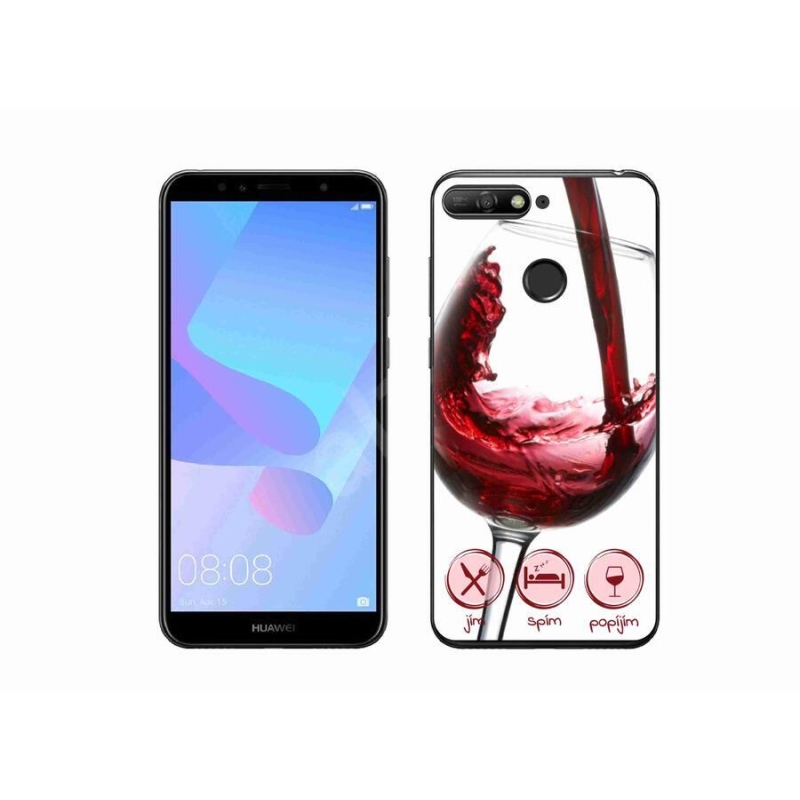 Gél tok mmCase mobiltelefonhoz Huawei Y6 Prime (2018) - borospohár piros