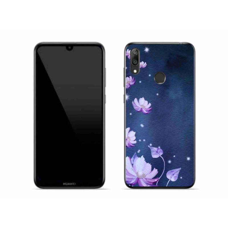 Gél tok mmCase a mobil Huawei Y7 (2019) számára - hulló virágok