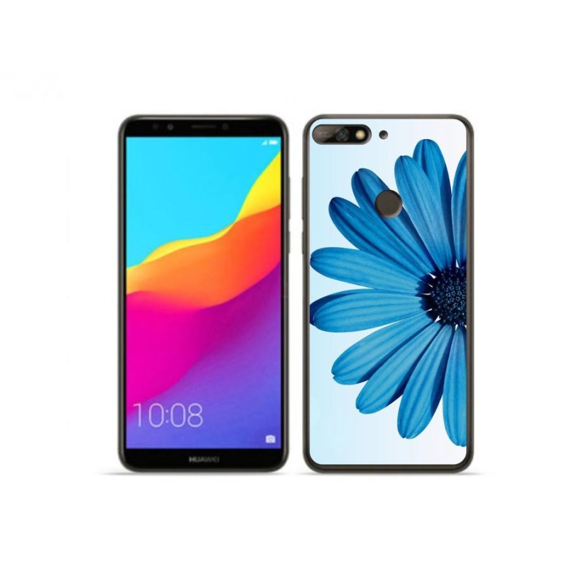 Gél tok mmCase mobiltelefonhoz Huawei Y7 Prime (2018) - kék margaréta
