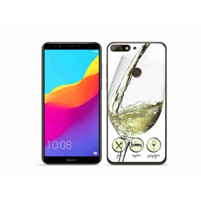 Gél tok mmCase mobiltelefonhoz Huawei Y7 Prime (2018) - borospohár fehér