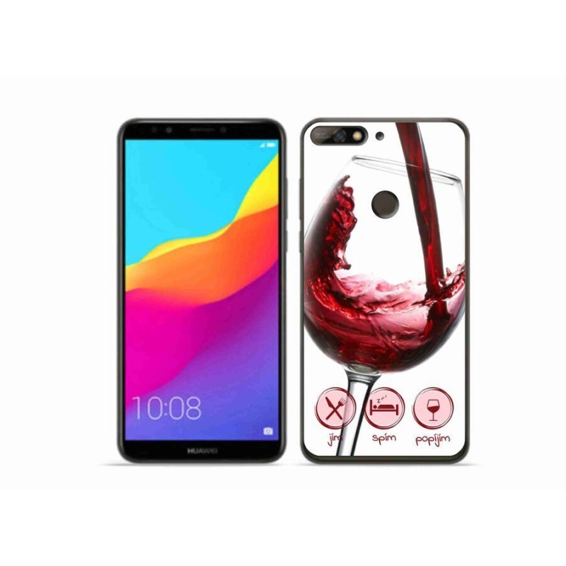 Gél tok mmCase mobiltelefonhoz Huawei Y7 Prime (2018) - borospohár piros