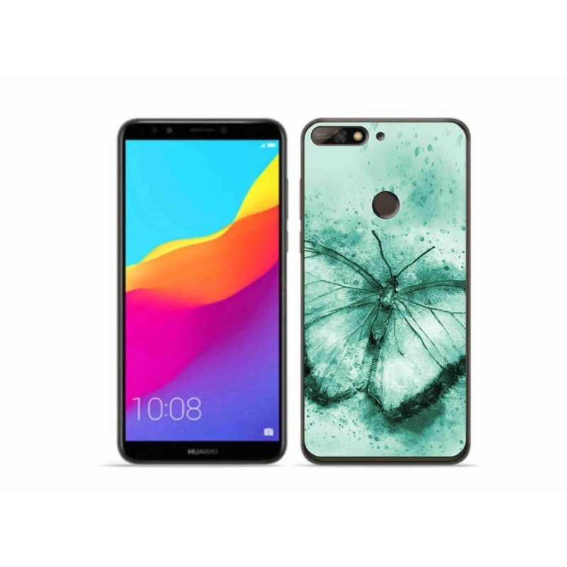 Gél tok mmCase mobiltelefonhoz Huawei Y7 Prime (2018) - zöld pillangó
