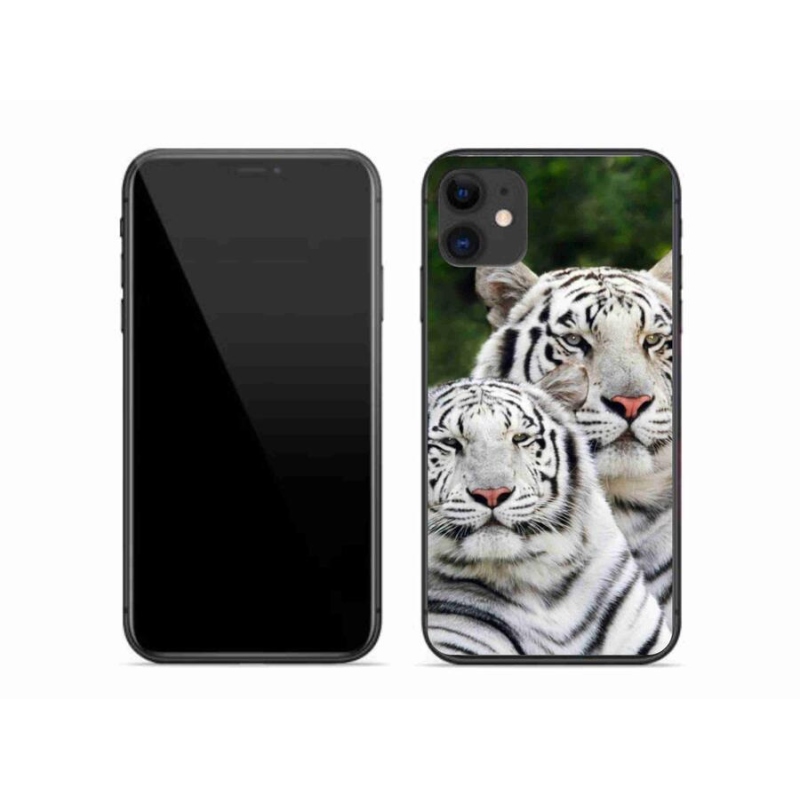 Gél tok mmCase iPhone 11 készülékhez - fehér tigrisek