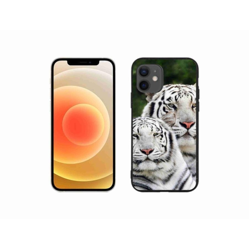 Gél tok mmCase iPhone 12 mini készülékhez - fehér tigrisek